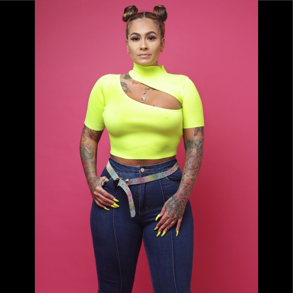 Neon crop top (actual product photographed)